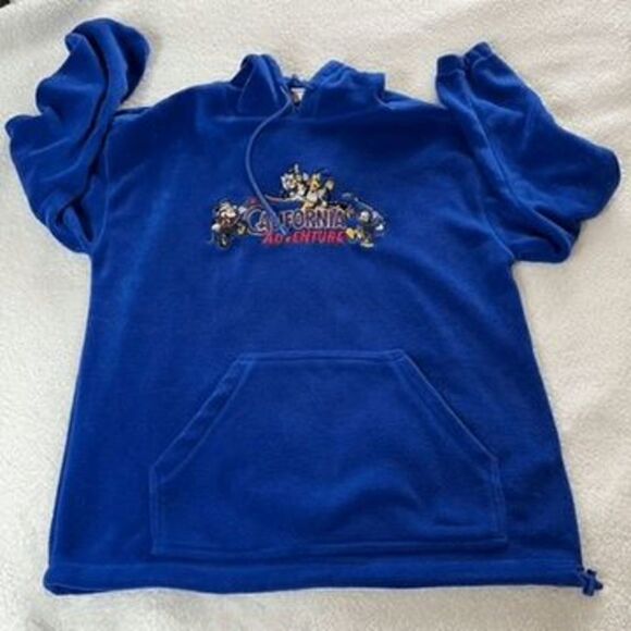 Vintage Disneyland California Adventure Hoodie Unisex M Blue Fleece Pullover - Picture 4 of 12